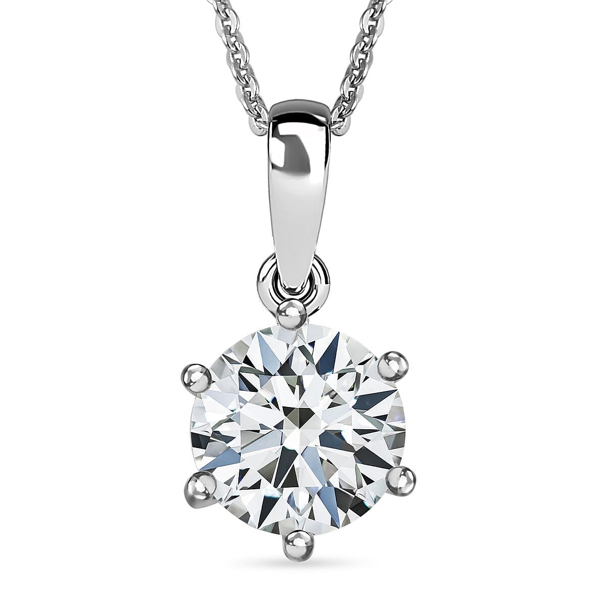LUXURIANT 2 Ct. Lab Grown Diamond Solitaire Pendant in 950 Platinum, SGL Certified 7961334 0