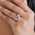 GP Italian Garden Collection - Pink Amethyst, Blue Sapphire, Black Spinel, White Zircon Cluster Ring in 18K Rose Gold Vermeil Sterling Silver 1.49 Ct._7961788_2