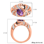 GP Italian Garden Collection - Pink Amethyst, Blue Sapphire, Black Spinel, White Zircon Cluster Ring in 18K Rose Gold Vermeil Sterling Silver 1.49 Ct._7961788_5