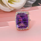 TUCSON FINDS - AAA African Amethyst & White Zircon Ring in 18K Vermeil Yellow Gold Plated Sterling Silver 18.30 Ct._7962305_1