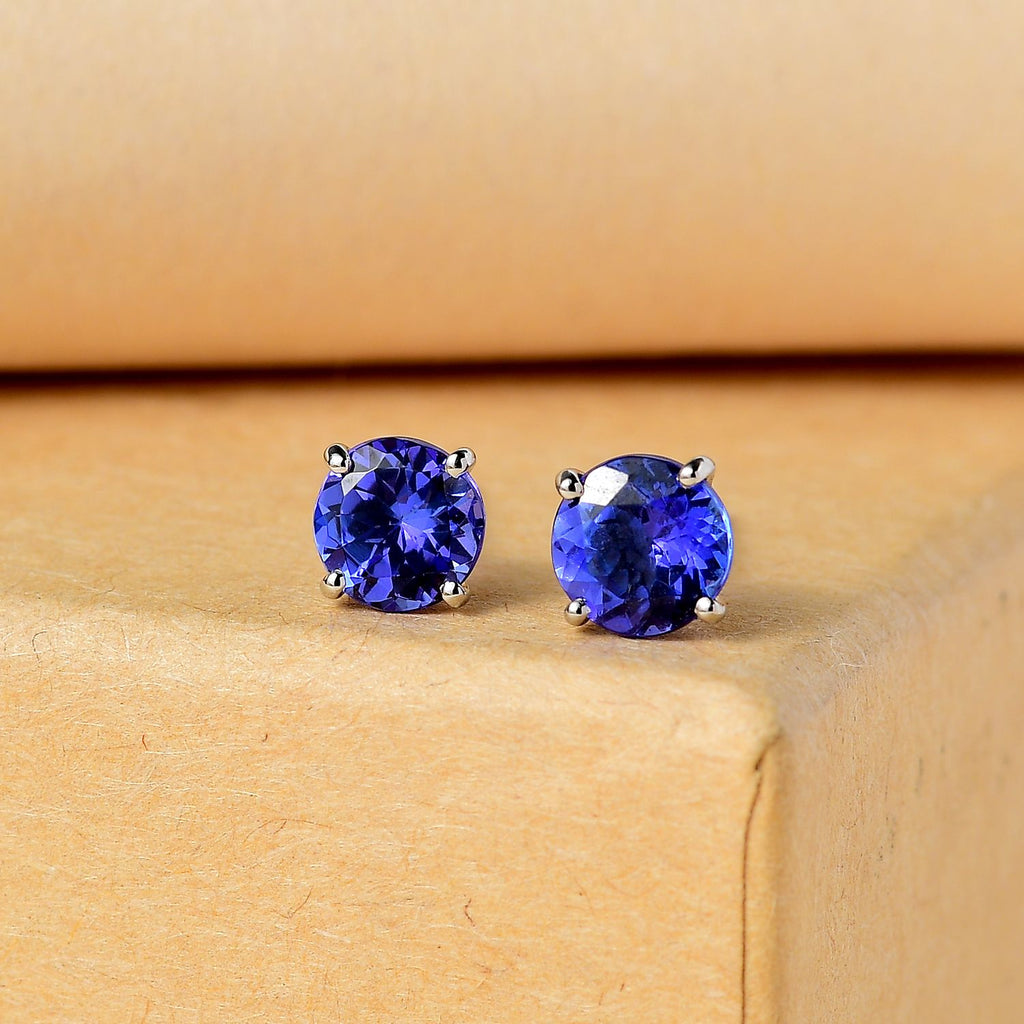RHAPSODY - 950 Platinum AAAA Tanzanite Solitaire Stud Earring With Screw Back 1.75 Ct._7963171_1