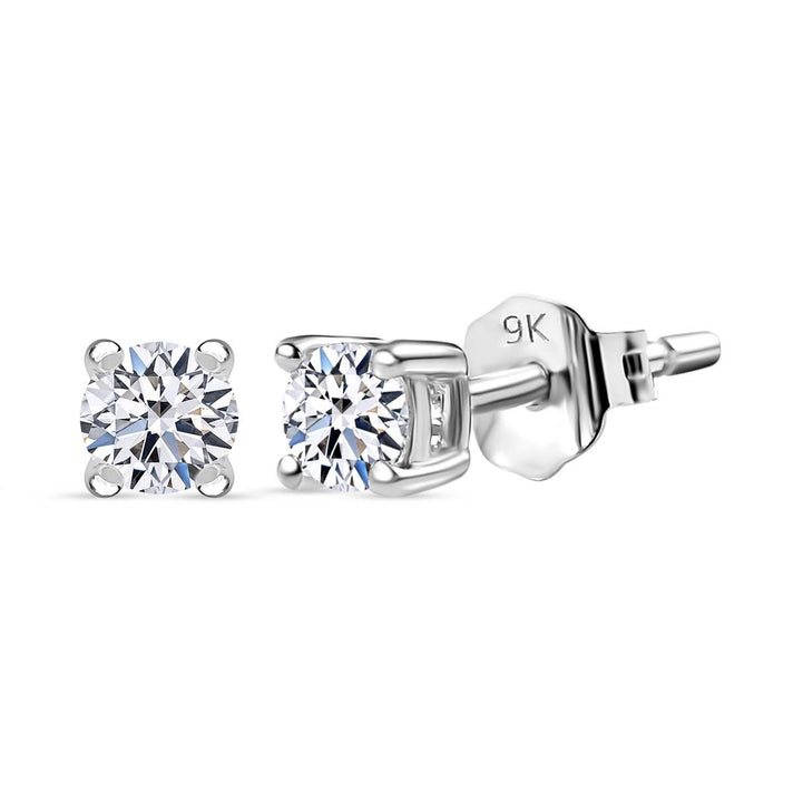 LUXURIANT Lab Grown Diamond Solitaire Stud Earrings in 9K White Gold, SGL Certified 7963809 1