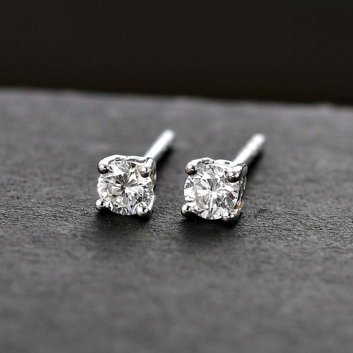 LUXURIANT Lab Grown Diamond Solitaire Stud Earrings in 9K White Gold, SGL Certified 7963809 2