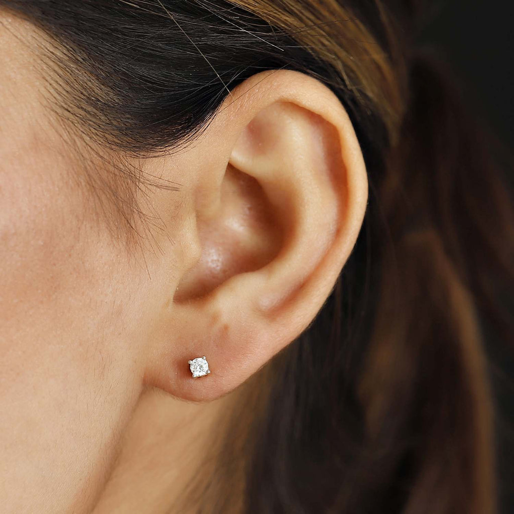 Luxuriant - 9K White Gold SGL Certified Lab Grown Diamond (SI-GH) Solitaire Earrings With Push Back 0.25 Ct.