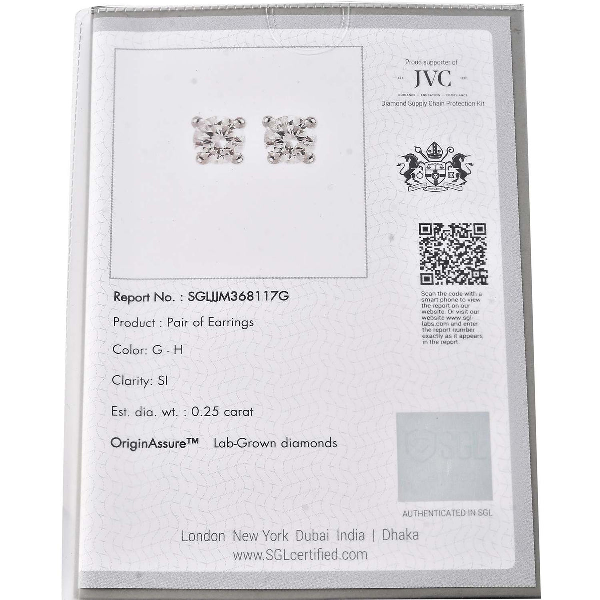 LUXURIANT Lab Grown Diamond Solitaire Stud Earrings in 9K White Gold, SGL Certified 7963809 6