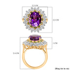 Moroccan Amethyst, Natural Chrome Diopside & White Zircon Floral Ring in 18K Vermeil Yellow Gold Plated Sterling Silver 5.26 Ct._7963990_5