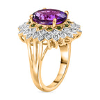 Moroccan Amethyst, Natural Chrome Diopside & White Zircon Floral Ring in 18K Vermeil Yellow Gold Plated Sterling Silver 5.26 Ct._7963994_3