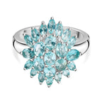 Lagoon Apatite Cluster Ring in Rhodium Overlay Sterling Silver 3.28 Ct._7965158