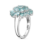 Lagoon Apatite Cluster Ring in Rhodium Overlay Sterling Silver 3.28 Ct._7965158_3