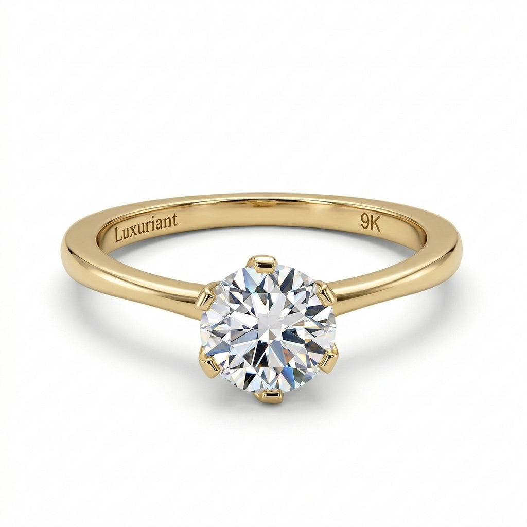 Luxuriant - 9K Yellow Gold SGL Certified Lab Grown Diamond (VS/G-H) Solitaire Ring 1.00 Ct._7965995