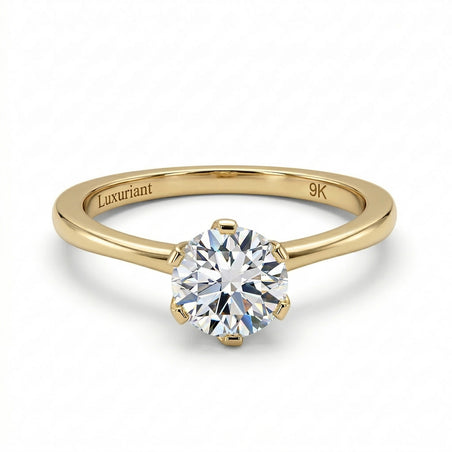 Luxuriant 1 Ct. SGL Certified VS-E/F Lab Grown Diamond Solitaire Ring in 9K Yellow Gold 7965995 1