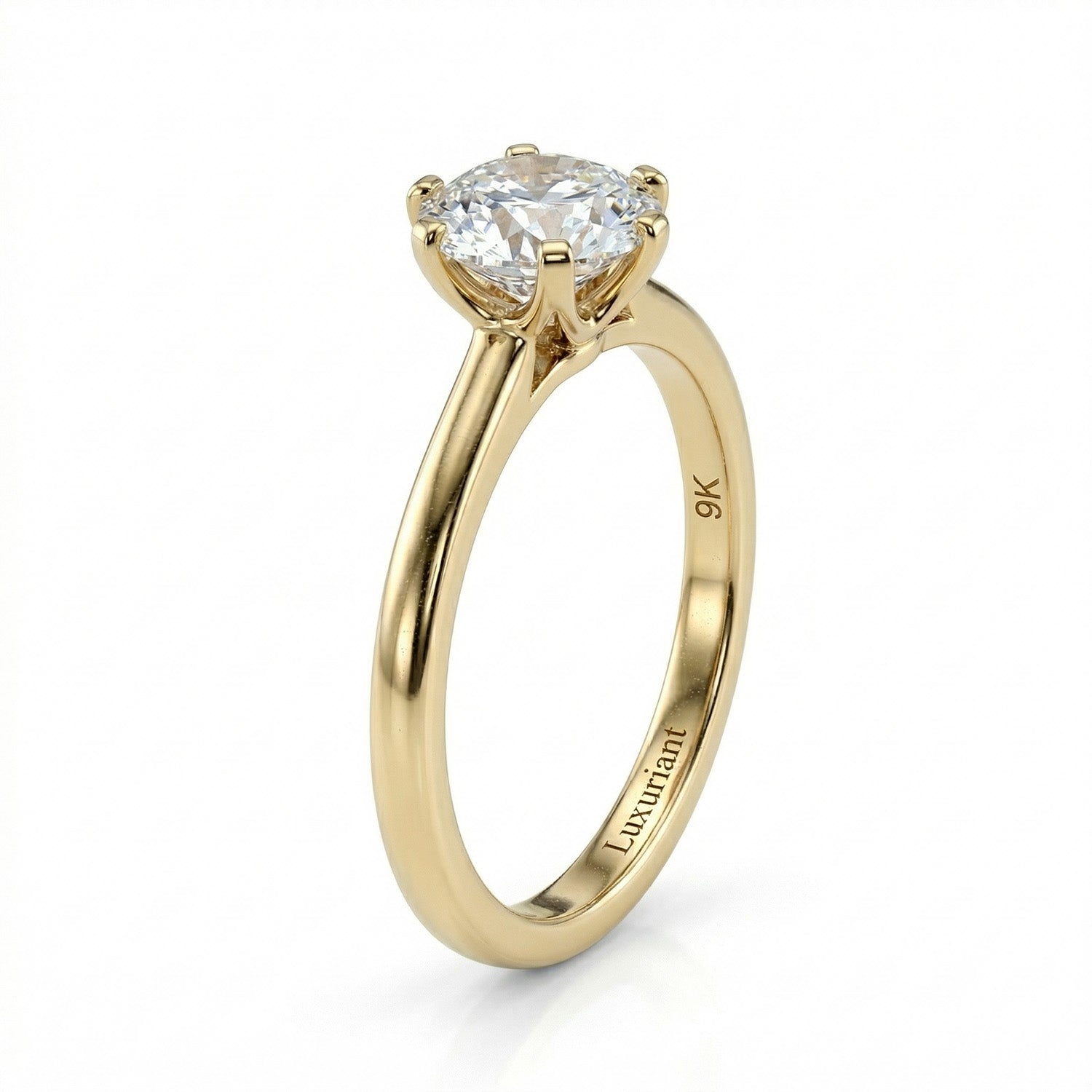 LUXURIANT 1 Ct. Lab Grown Diamond Solitaire Ring in 9K Yellow Gold, SGL Certified 7965995 4