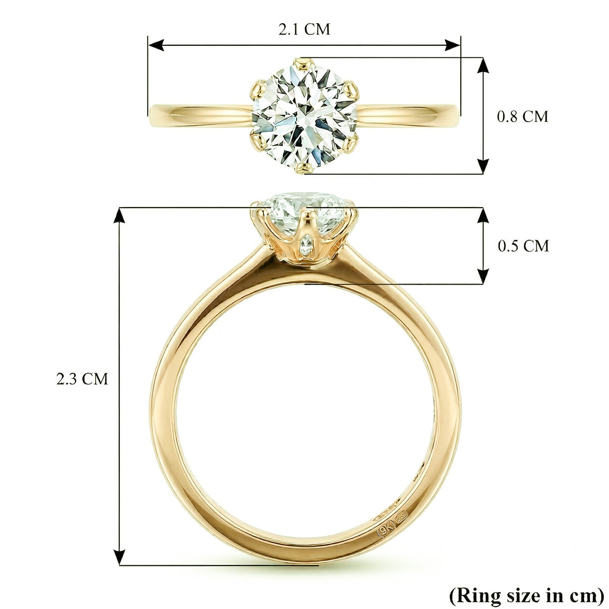 LUXURIANT 1 Ct. Lab Grown Diamond Solitaire Ring in 9K Yellow Gold, SGL Certified 7965995 6