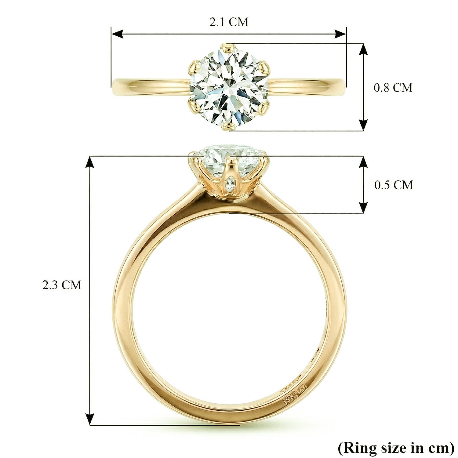 LUXURIANT 1 Ct. Lab Grown Diamond Solitaire Ring in 9K Yellow Gold, SGL Certified 7965995 6