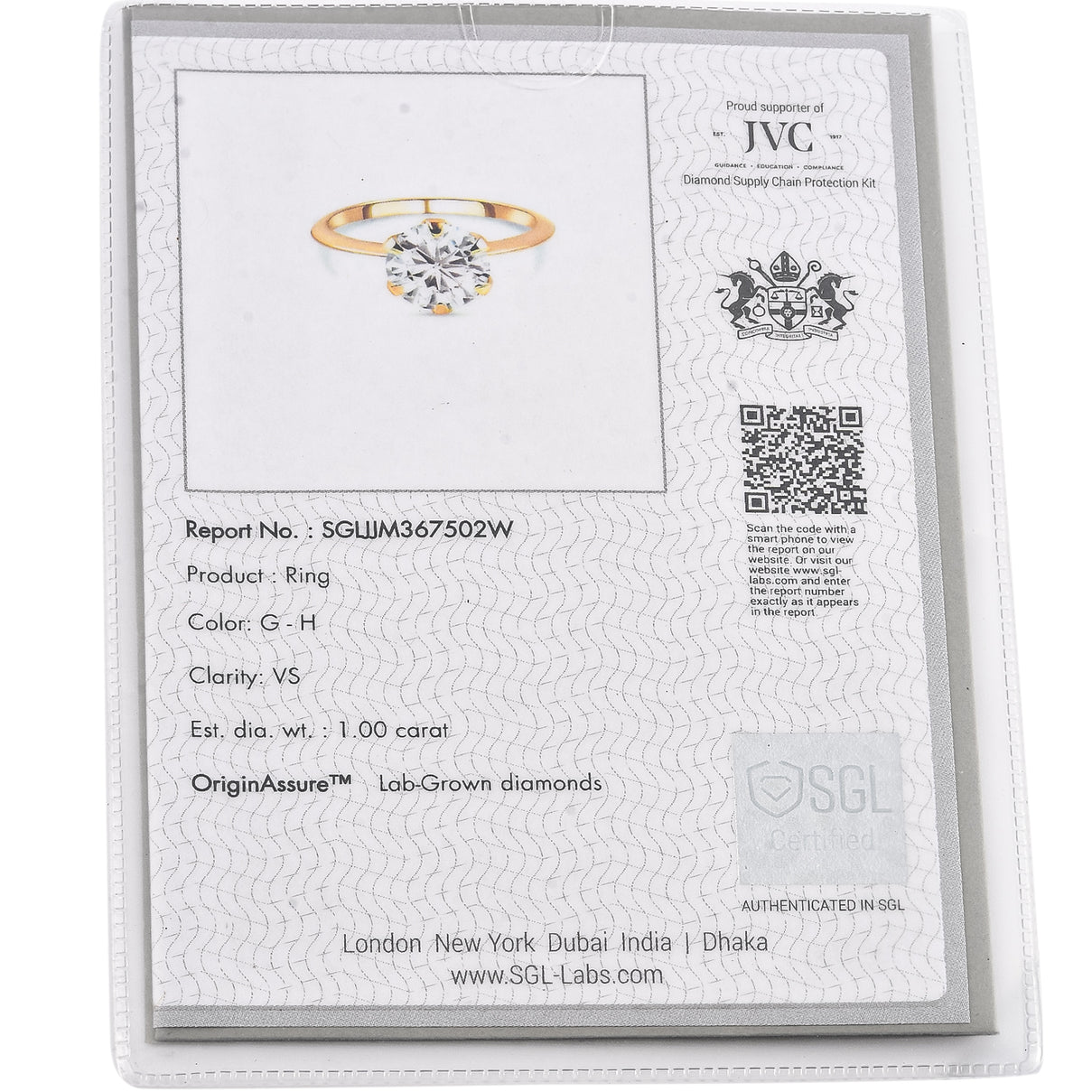LUXURIANT 1 Ct. Lab Grown Diamond Solitaire Ring in 9K Yellow Gold, SGL Certified 7965995 7