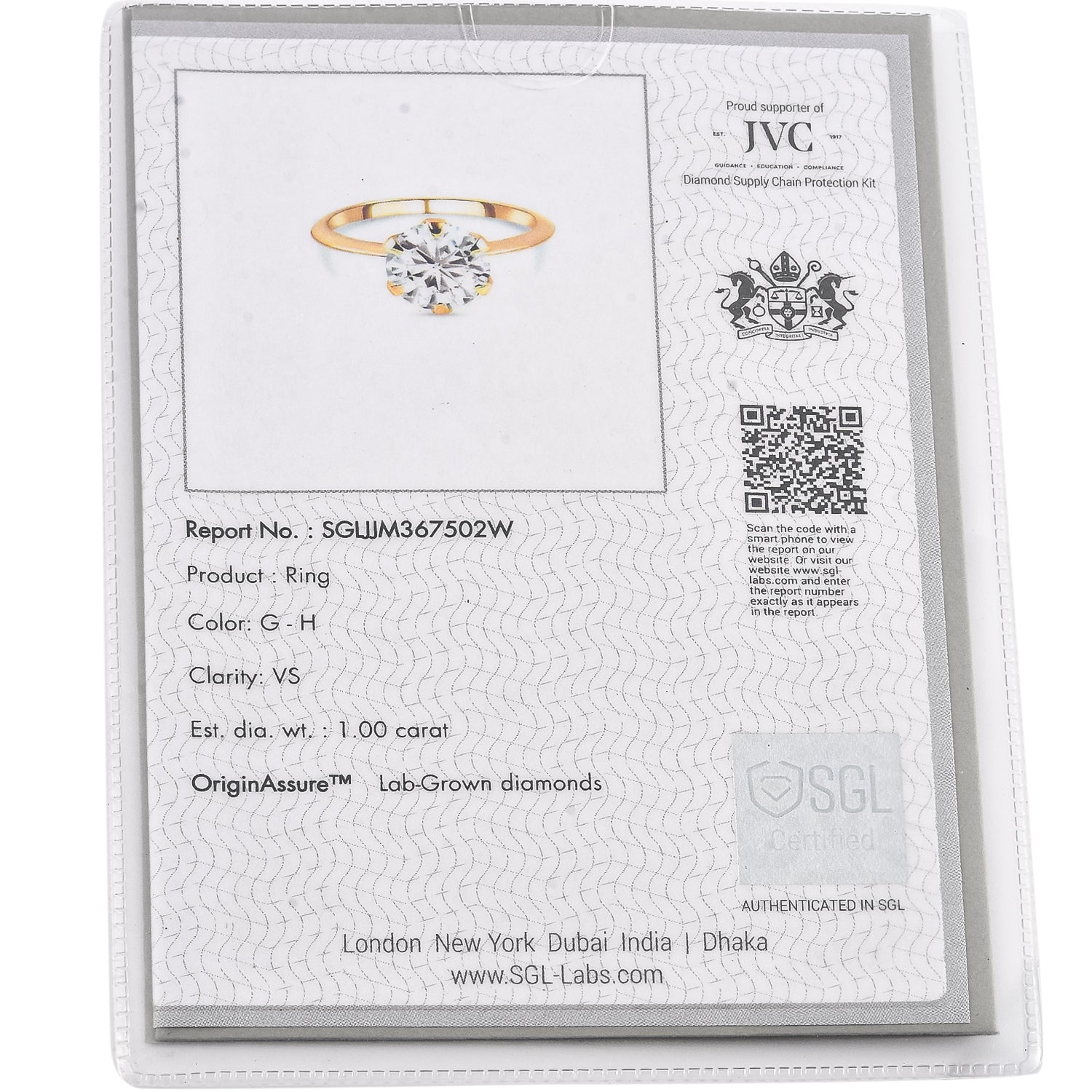 LUXURIANT 1 Ct. Lab Grown Diamond Solitaire Ring in 9K Yellow Gold, SGL Certified 7965995 7