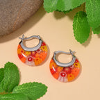 Orange Color Murano Glass Earrings with Clasp in Stainless Steel_7966473_1