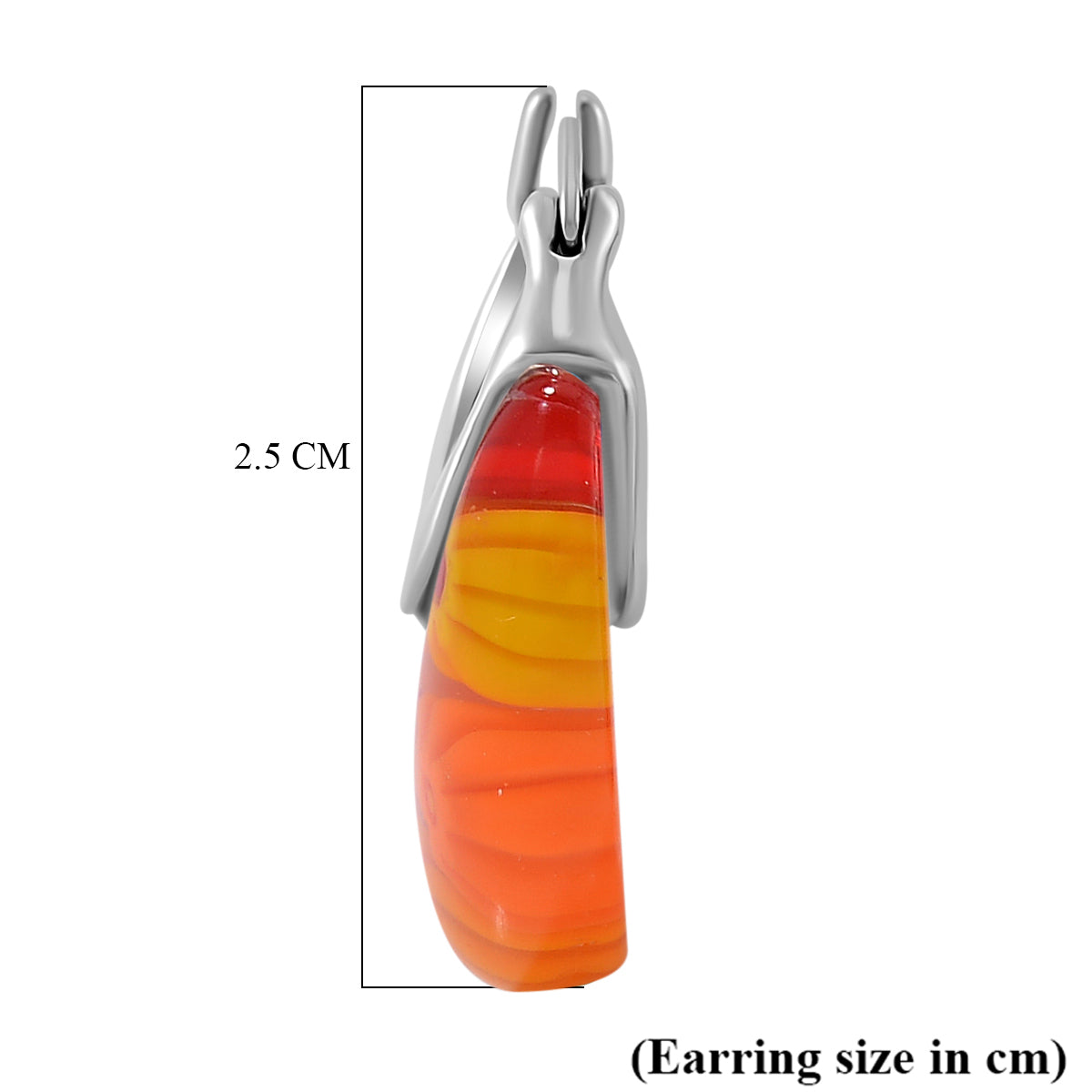 Orange Colour Murano Style Glass Floral Basket Earrings with Clasp in Stainless Steel V32516586 5
