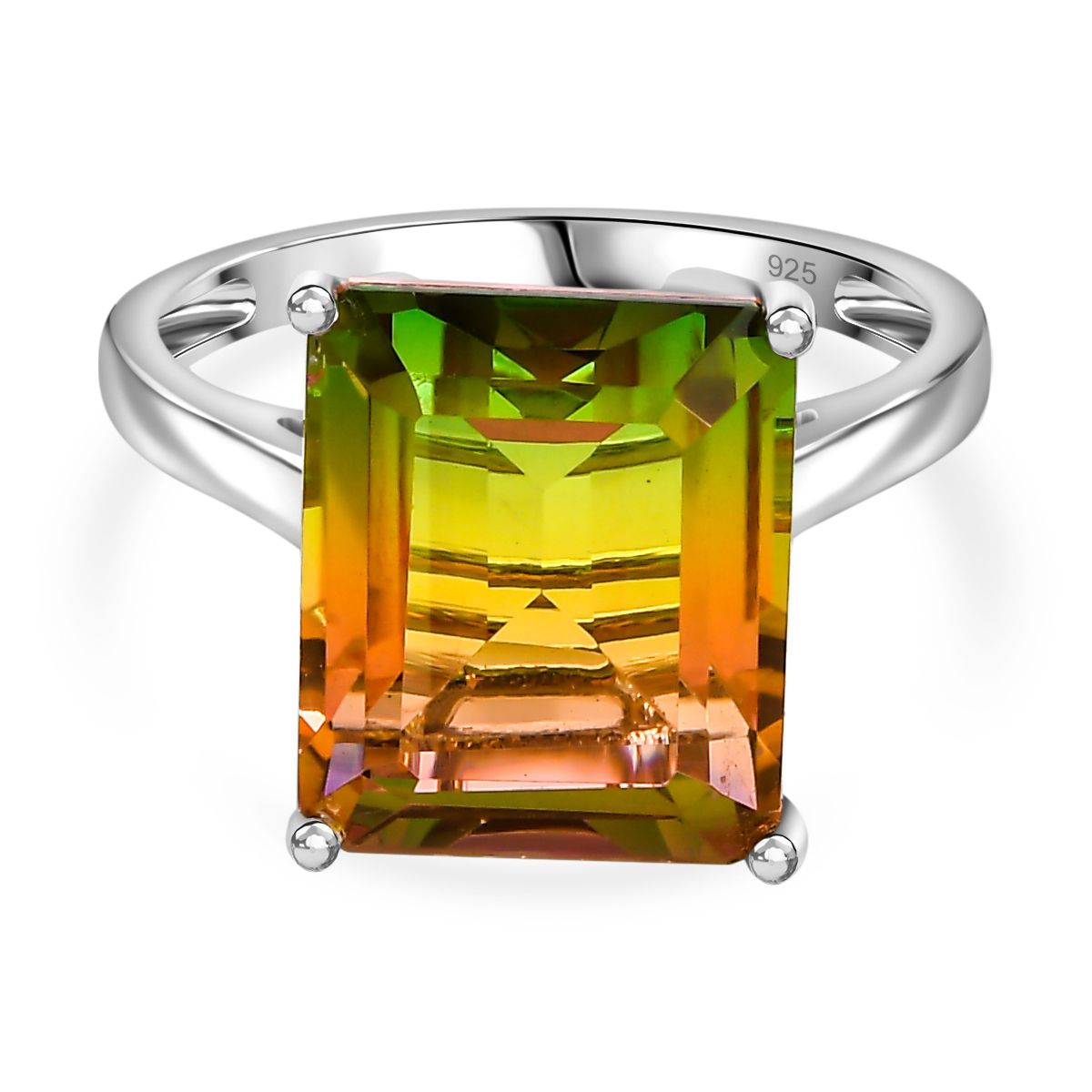 Rainbow Genesis Triplet Quartz  Ring in Platinum Overlay Sterling Silver 7.20 ct. 7966748 0