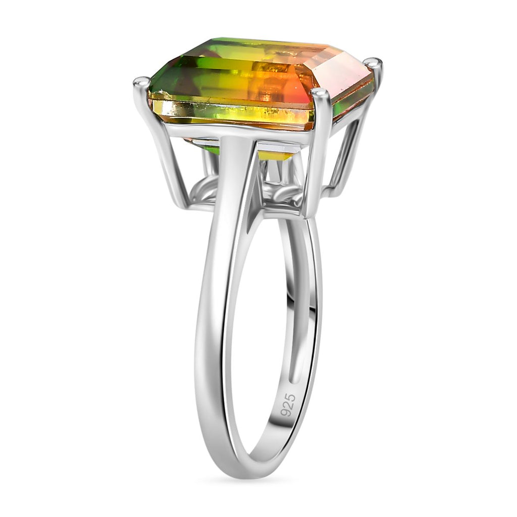 Rainbow Genesis Triplet Quartz  Ring in Platinum Overlay Sterling Silver 7.20 ct._7966748_3
