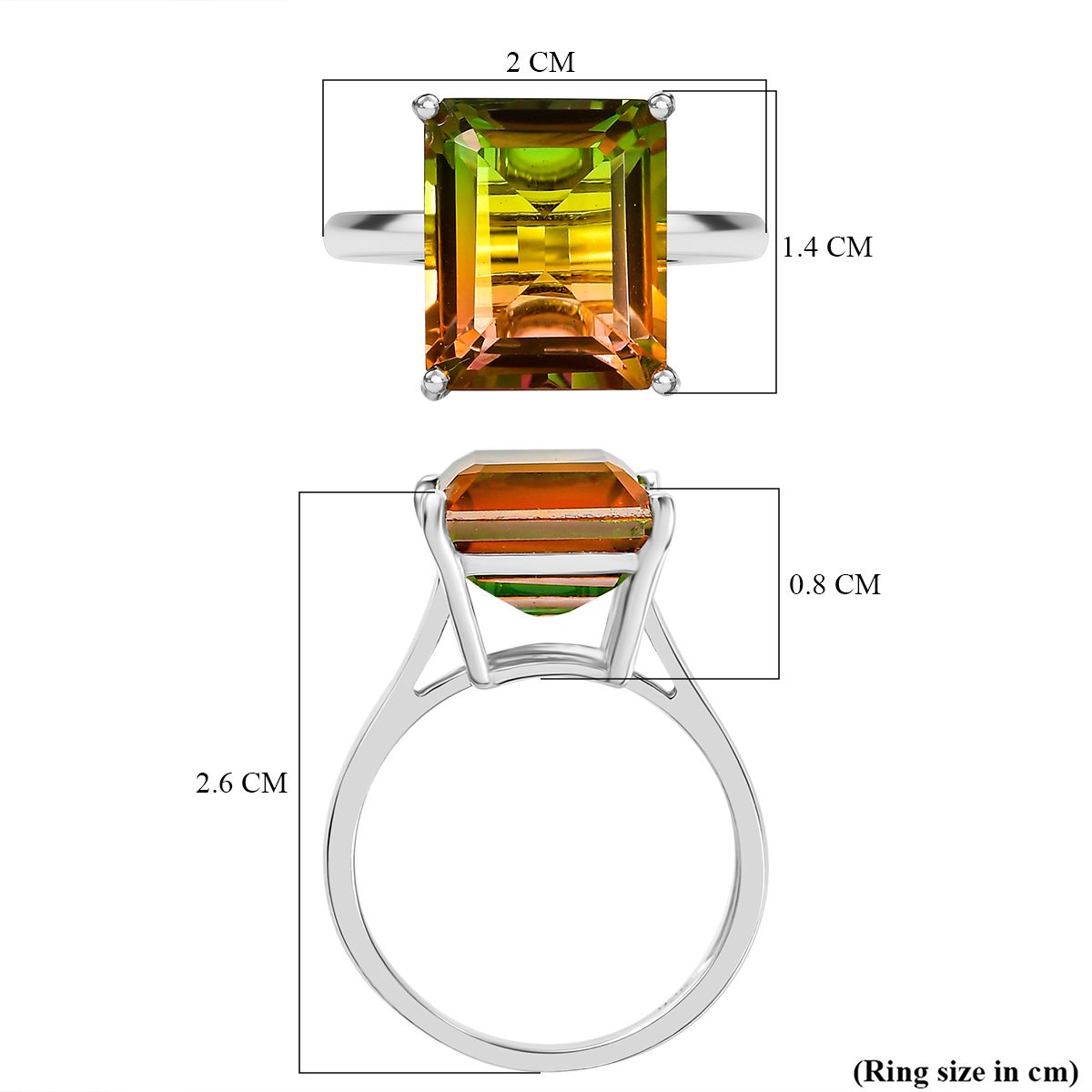 Rainbow Genesis Triplet Quartz  Ring in Platinum Overlay Sterling Silver 7.20 ct. 7966748 5