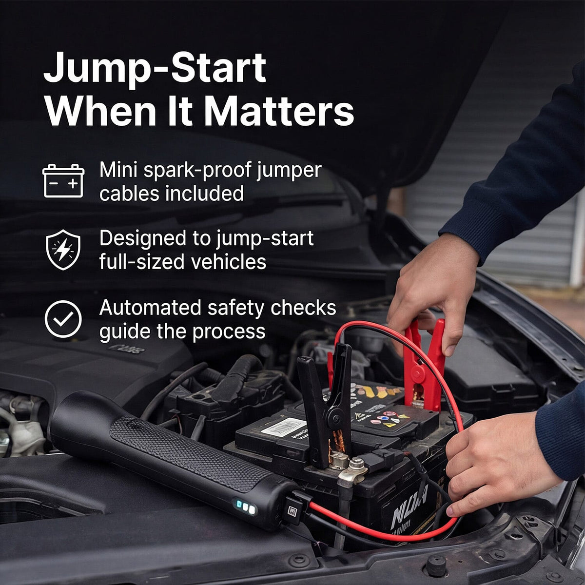 MOPHIE Powerstation Go Rugged Jump Starter &amp; Portable Charger - 9,900mAh, USB A-C, 3.7v Internal Battery 7966953 2