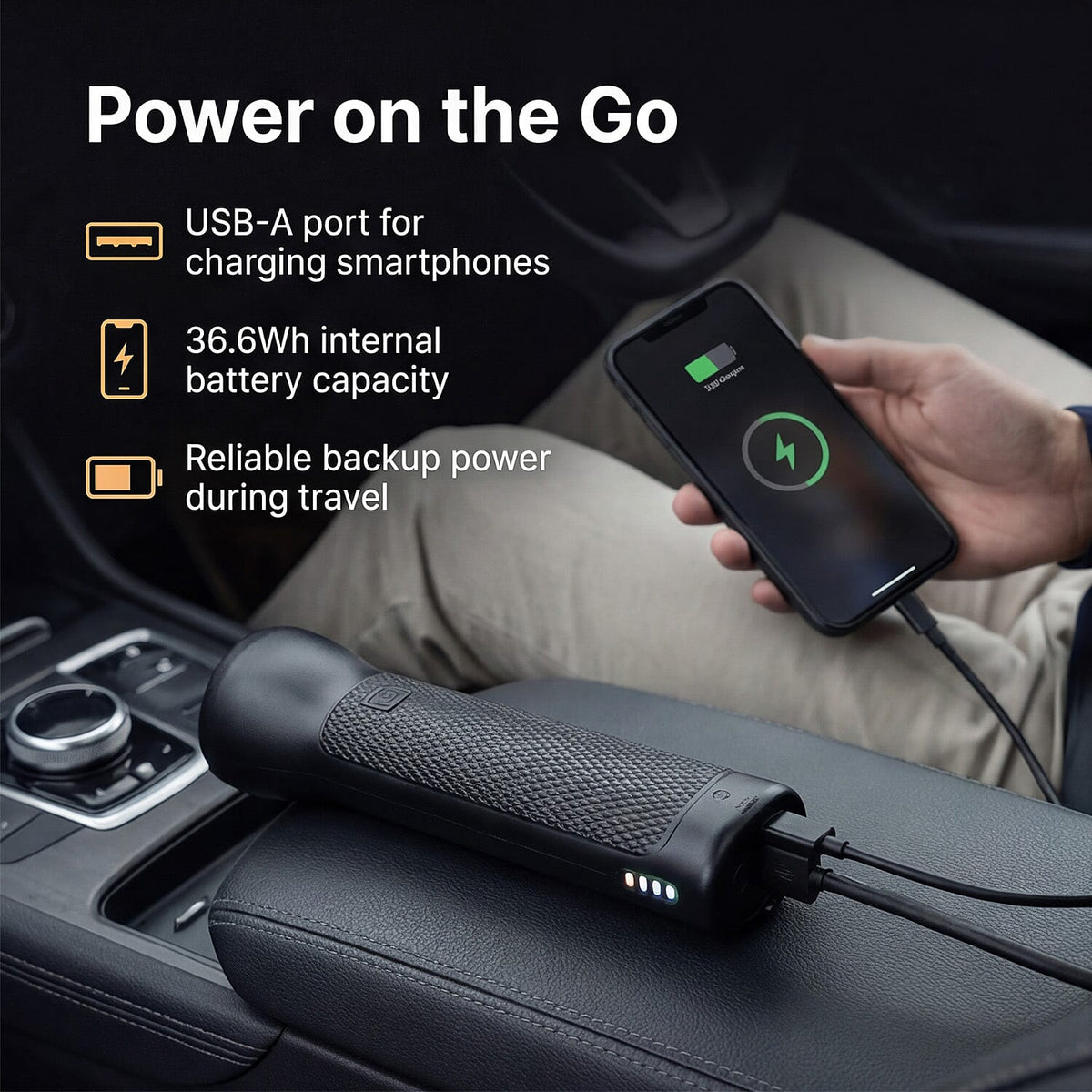 MOPHIE Powerstation Go Rugged Jump Starter &amp; Portable Charger - 9,900mAh, USB A-C, 3.7v Internal Battery 7966953 3