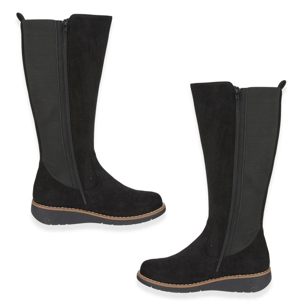Emma Lisa Ladies Long Leg Wedge Boots (Size 6) - Black_7967076_1