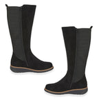 Emma Lisa Ladies Long Leg Wedge Boots (Size 6) - Black_7967076_1