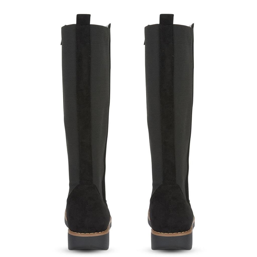 Emma Lisa Ladies Long Leg Wedge Boots (Size 6) - Black_7967076_2