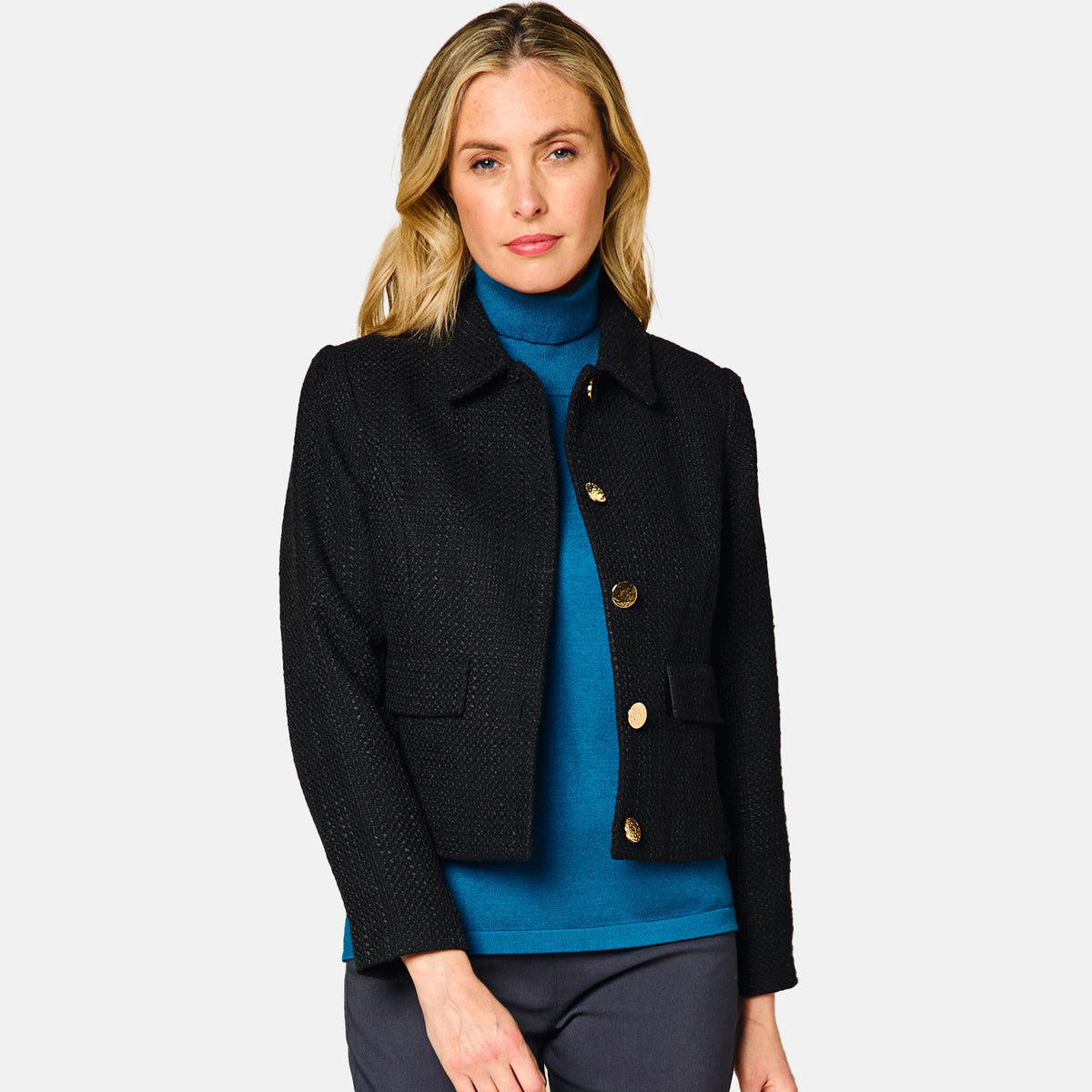 Emreco Classic Collar Cropped Boucle Jacket 7968109 1