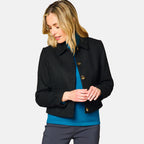 Emreco Classic Collar Cropped Boucle Jacket - Black_7968109_2