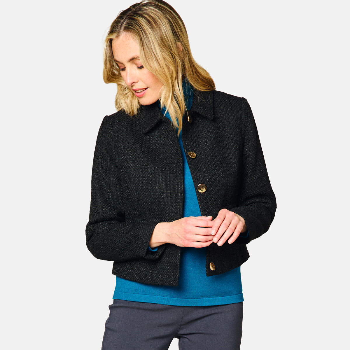 Emreco Classic Collar Cropped Boucle Jacket 7968109 2