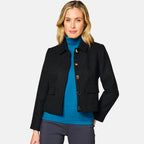 Emreco Classic Collar Cropped Boucle Jacket - Black_7968109_3