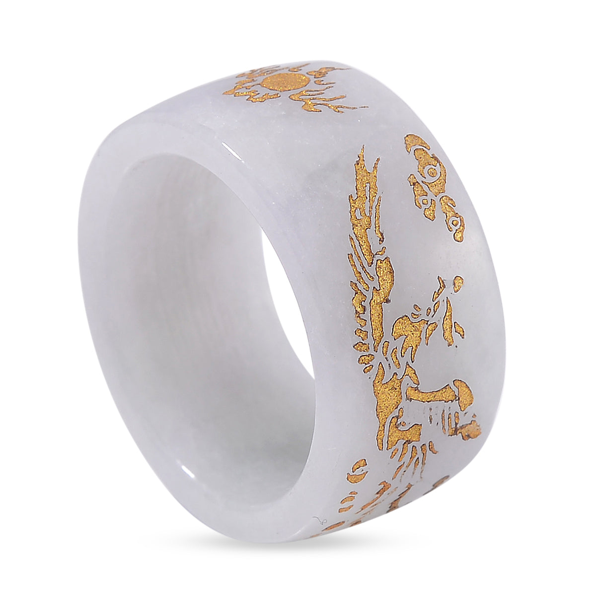 Natural Type A White Jade Dragon Carved Stone Band Ring 35 Ct. 7968574 4