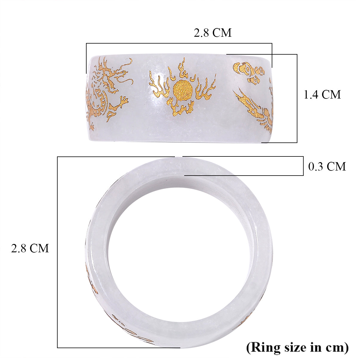 Natural Type A White Jade Dragon Carved Stone Band Ring 35 Ct. 7968574 6
