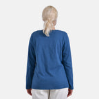 La Marey 100% Cotton V-Neck Long Sleeve Classic Top (Size 12 - 14) - Navy_7968723_1