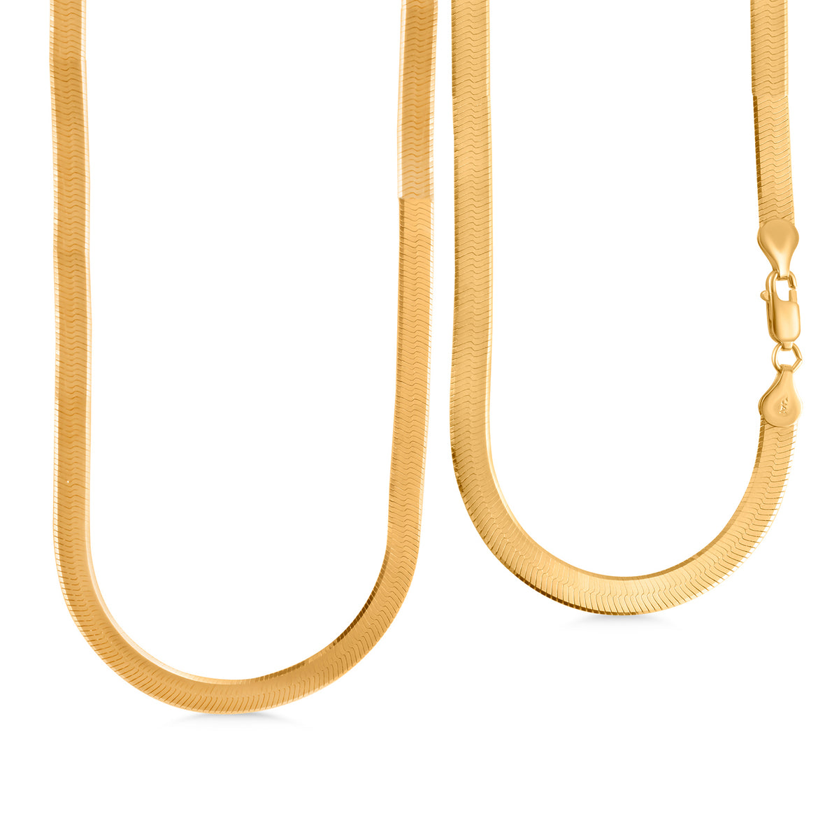 Italian Made - Yellow Gold Plated Sterling Silver Stardust Herringbone Necklace With Lobster Clasp 18 Inch 7969446 0