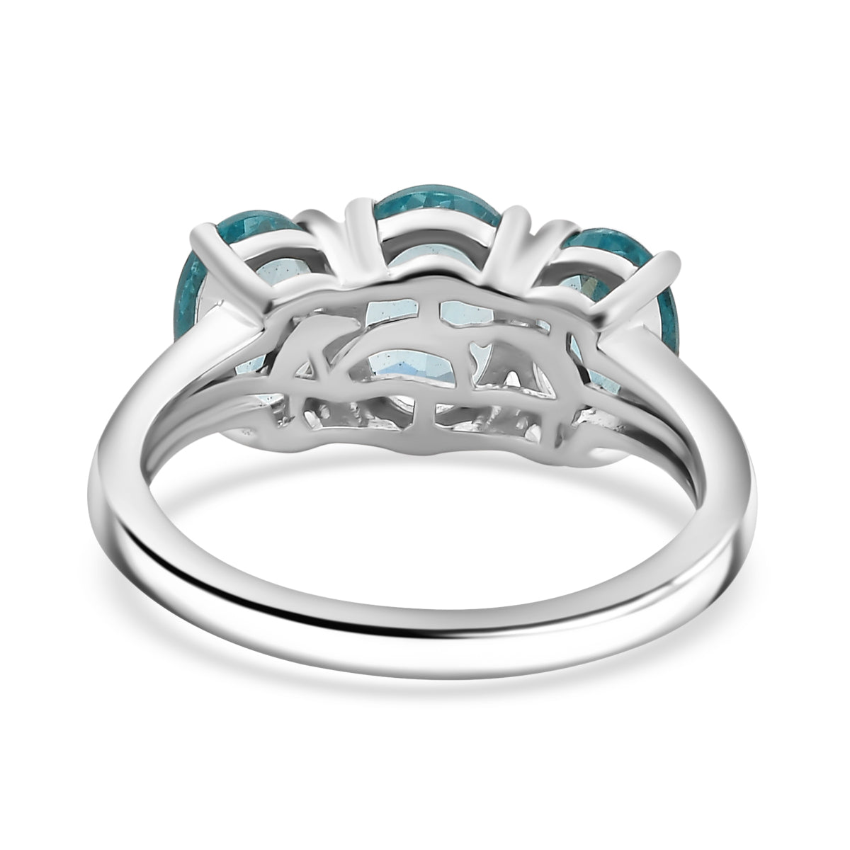 Lagoon Apatite 3-Stone Ring in Rhodium Overlay Sterling Silver 2.64 Cts. V32525565 5