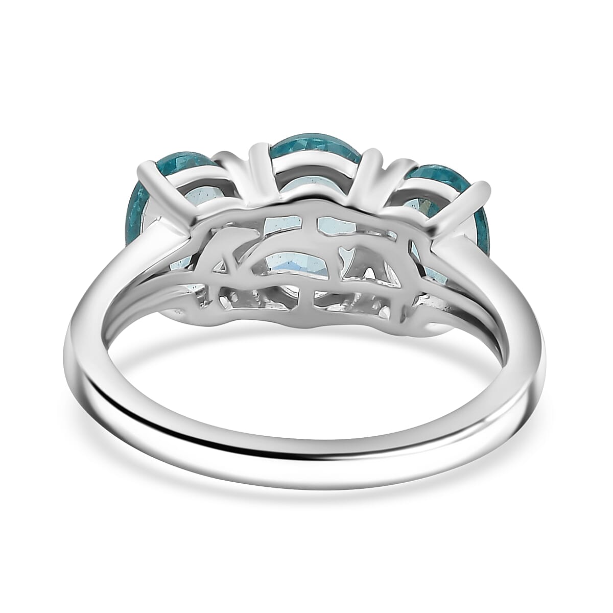 Lagoon Apatite 3-Stone Ring in Rhodium Overlay Sterling Silver 2.64 Cts. V32535201 5