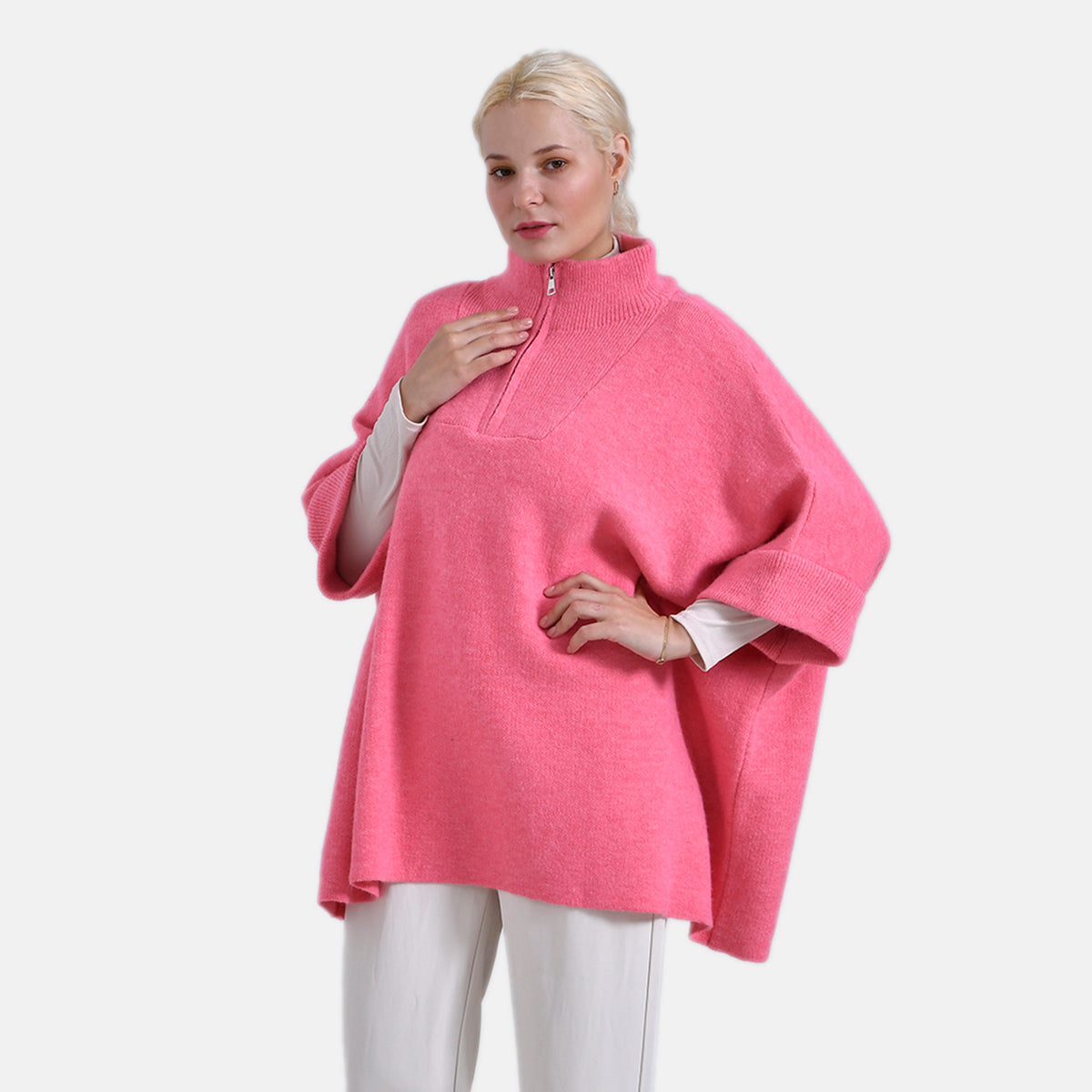 Tamsy Turtle-Neck Half Sleeves Jumper (Size - One Size) - Pink V32512276 0