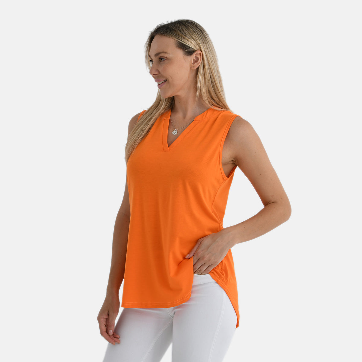 Tamsy Sleeveless Relax Fit Blouse (Size S, 8-10) - Bright Orange V32610536 4