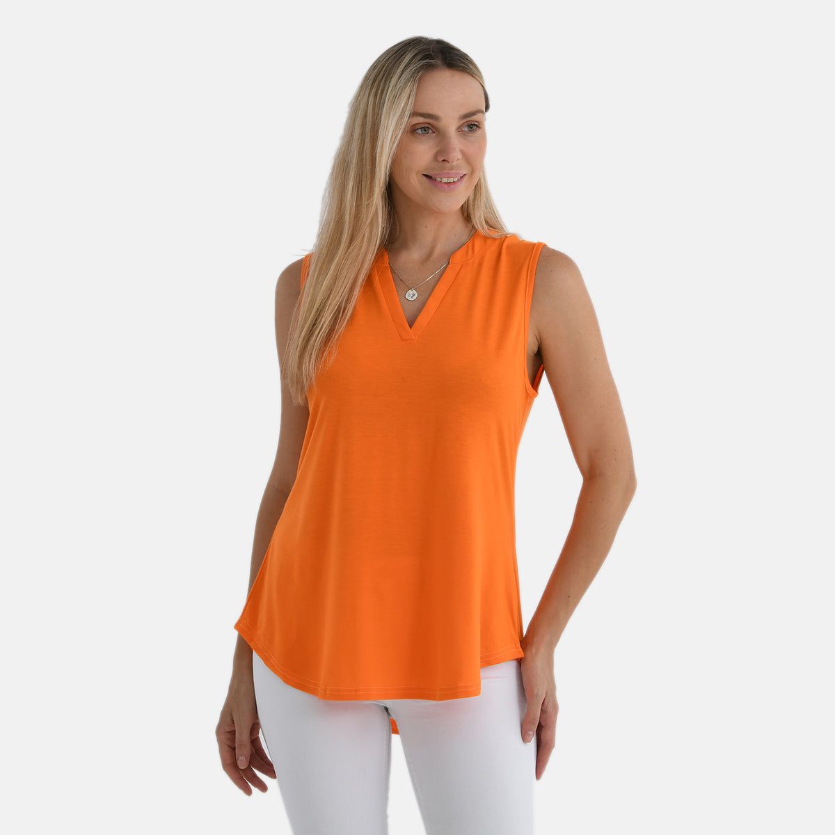 Tamsy Sleeveless Relax Fit Blouse (Size M, 12-14) - Bright Orange V32748052 0