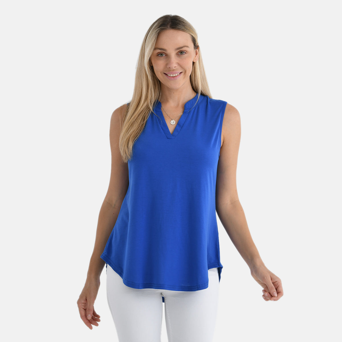 Tamsy Sleeveless Relax Fit Blouse (Size S, 8-10) - Royal Blue V32610371 0