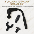 Soulsmart Handheld Percussion Massage Gun with 4 Attachments for Muscle Relaxation - Black