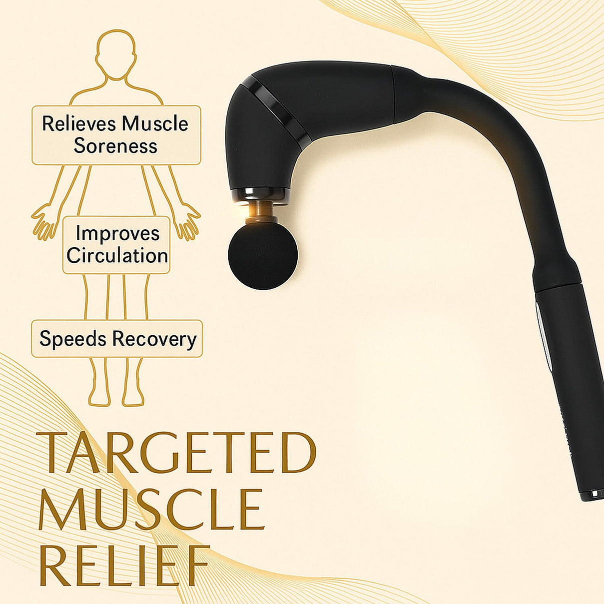 Soulsmart Handheld Percussion Massage Gun with 4 Attachments for Muscle Relaxation - Black 7971965 3