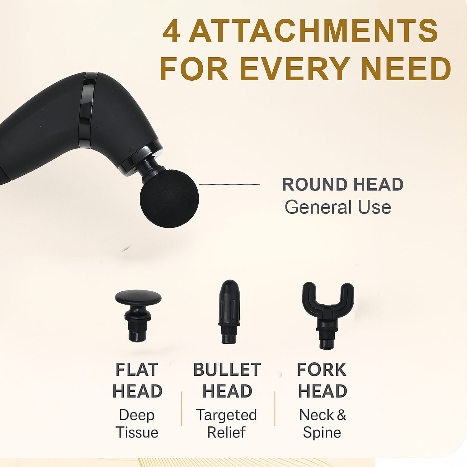 Soulsmart Handheld Percussion Massage Gun with 4 Attachments for Muscle Relaxation - Black 7971965 4
