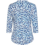 Emreco 3/4 Sleeve Animal Printed Mandarin Collar Blouse (Size 20) - Blue & White_7972168_3
