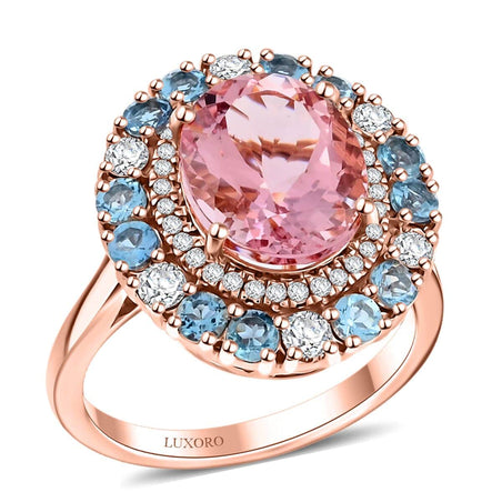 Appraised and Certified 4.85 Ct. Pink Morganite, Diamond Halo Ring in 10K Rose Gold 7972298 1