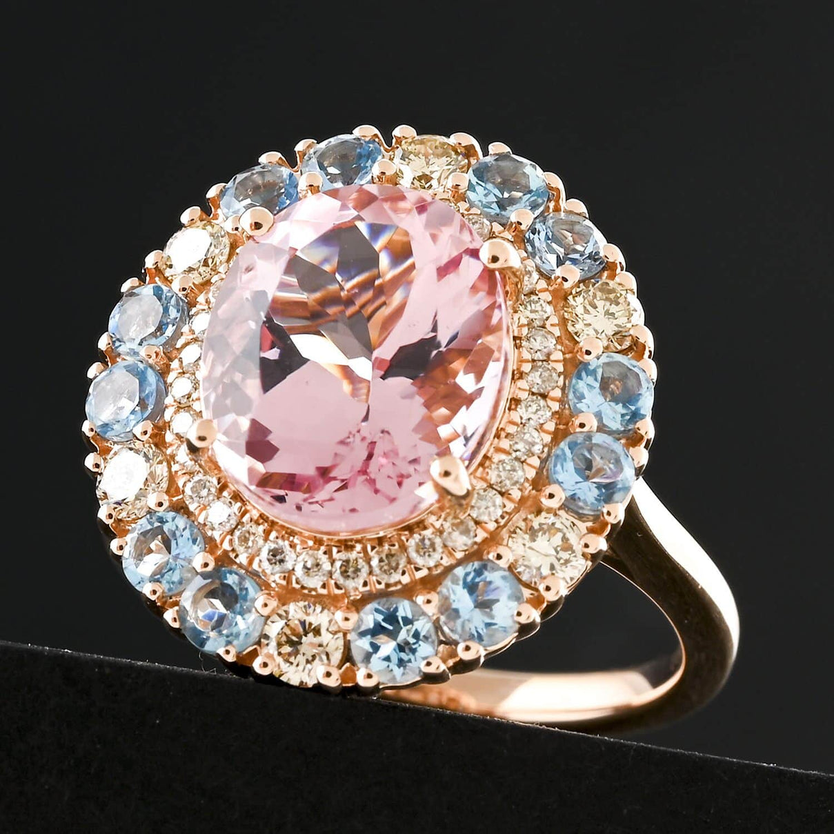 Appraised and Certified 4.85 Ct. Pink Morganite, Diamond Halo Ring in 10K Rose Gold 7972298 1